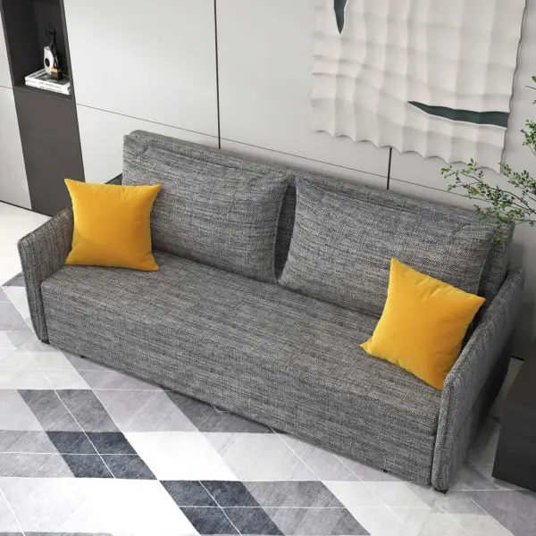 2040mm Cotton&Linen Upholstered Convertible Sofa Full Sleeper Sofa with Storage - Image 2
