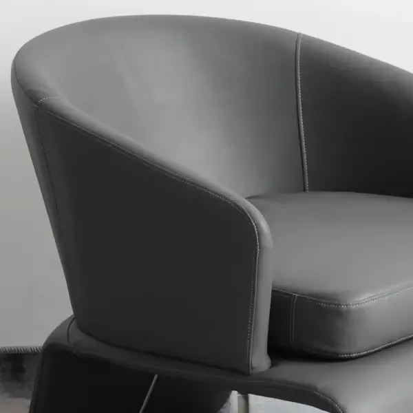 Modern Accent Chair Microfiber Leather Upholstered Deep Grey Chair - Image 6