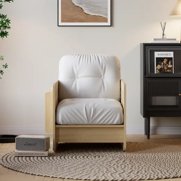 Modern Plywood Natural Rocking Chair with Side Storage - Image 2