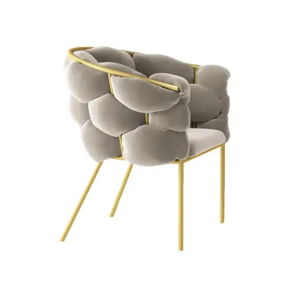 Gray Nordic Accent Chair Velvet Upholstery Chair Tufted Chair - Image 6