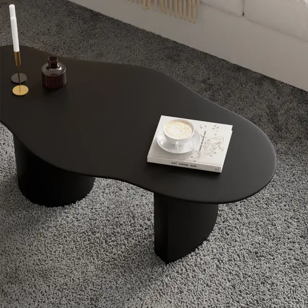 1200mm Abstract Funky Japandi Wood Coffee Table Cloud Shaped in Black - Image 3