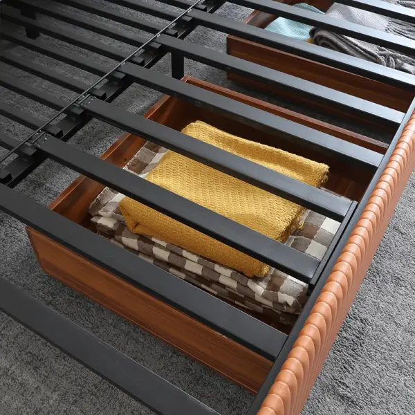 2010mm Full Sleeper Sofa Bed with Storage Upholstered Convertible Leathaire Beige - Image 8