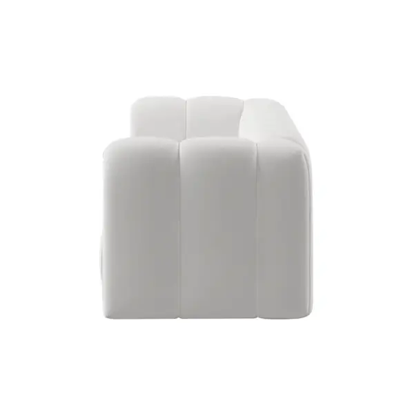 2230mm Modern White Velvet 3-Seater Sofa Channel Tufted Upholstered Luxury Solid Wood - Image 5