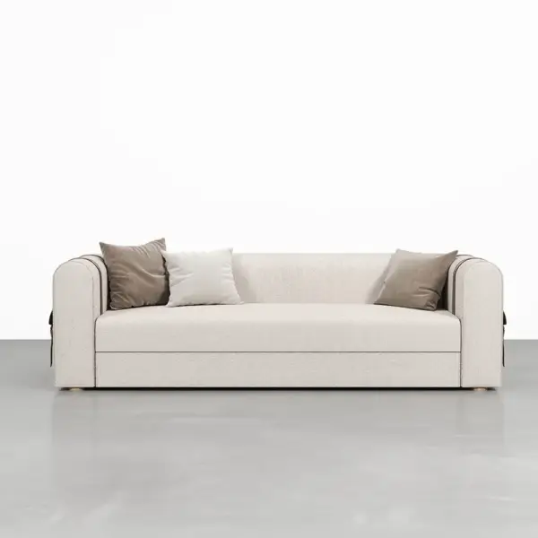2220mm Modern White Boucle 3-Seater Sofa Upholstered Convertible with Side Storage - Image 9