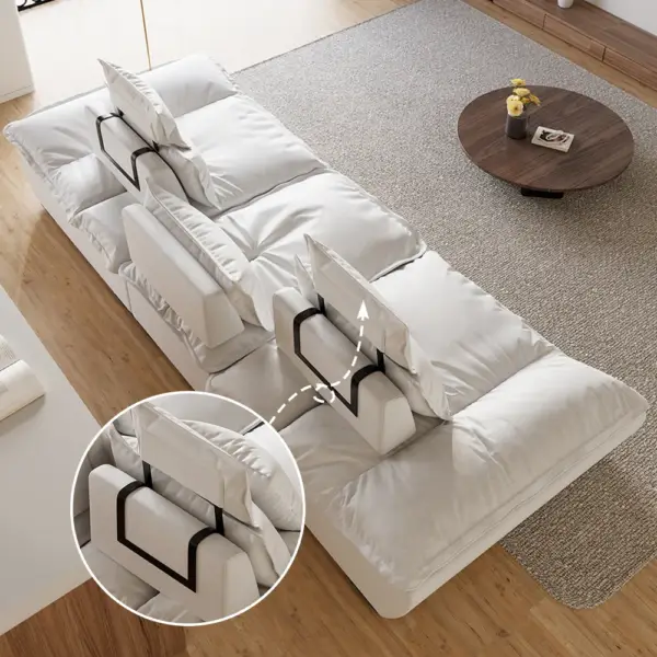 2780mm Modern White Leath-Aire 3 Seater Deep Sofa with Adjustable Backrest Sailboat - Image 13