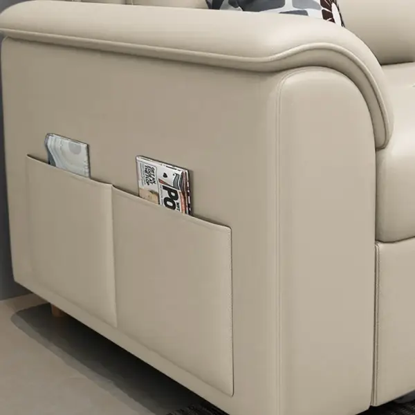 1880mm Beige Full Sleeper Convertible Sofa with Storage & Pockets Sofa Bed - Image 5