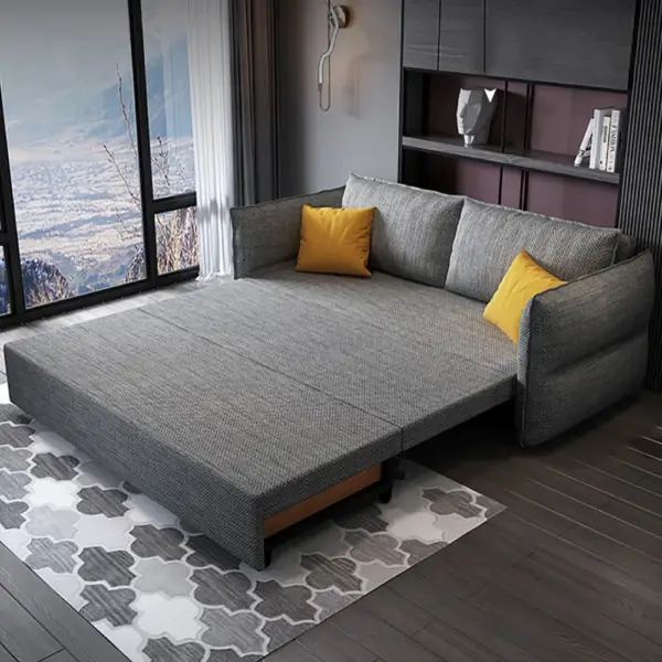 2040mm Cotton&Linen Upholstered Convertible Sofa Full Sleeper Sofa with Storage - Image 11