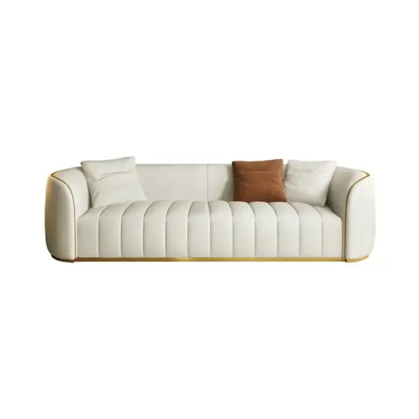 2260mm Modern Faux Leather Upholstered 3-Seater Sofa with Gold Legs - Image 9