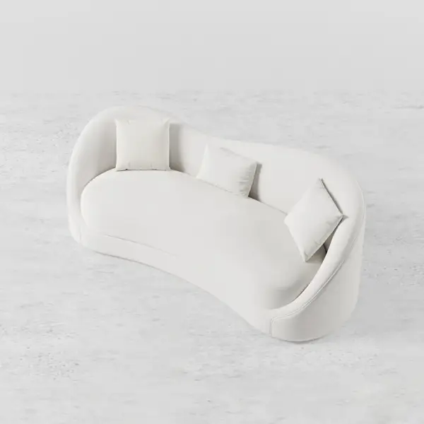 Luxury 2130mm Off White Velvet Upholstered Sofa 3-Seater Sofa Solid Wood Frame - Image 10