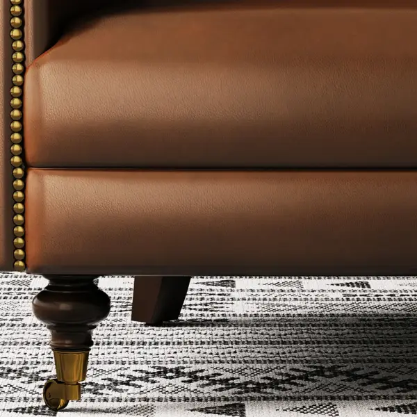 Midcentury Modern Brown Accent Chair Upholstered in Waxy Leather Solid Wood Frame - Image 10