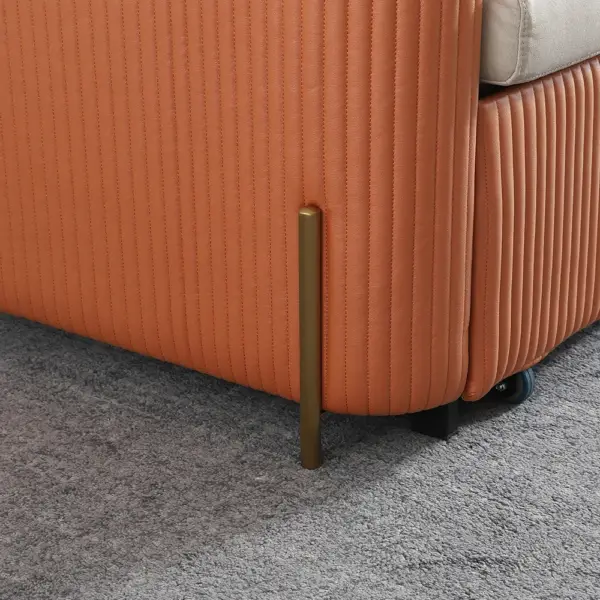 2010mm Full Sleeper Sofa Bed with Storage Upholstered Convertible Leathaire Beige - Image 20