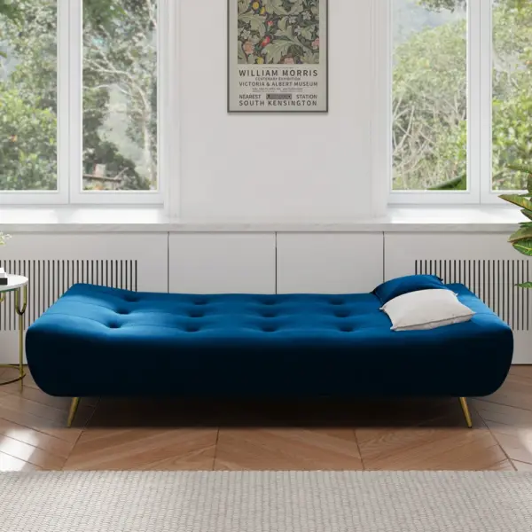 1800mm Sleeper Sofa Bed Velvet Upholstered Convertible Couch in Deep Blue - Image 5