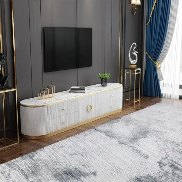 Plalue Modern White Long 86 Inch TV Stand with 4 Drawers for TV Up to 2540mm - Image 3