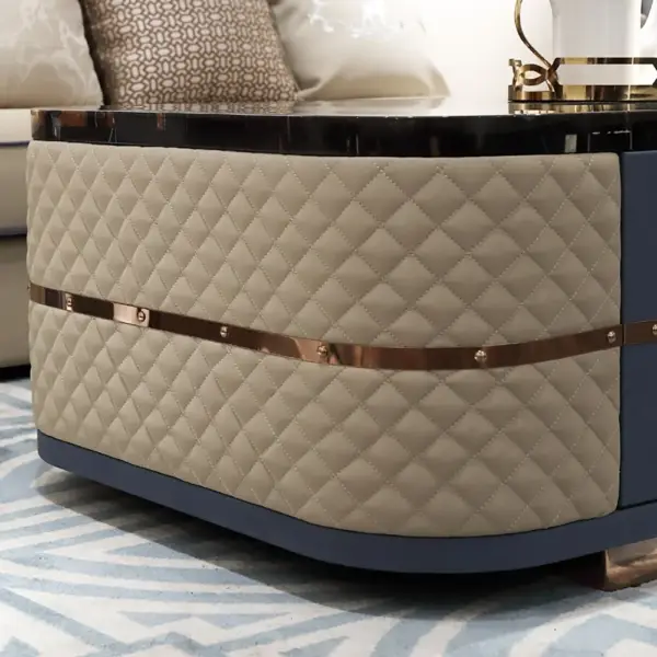 Modern Marble Coffee Table with Storage in Black - Image 6
