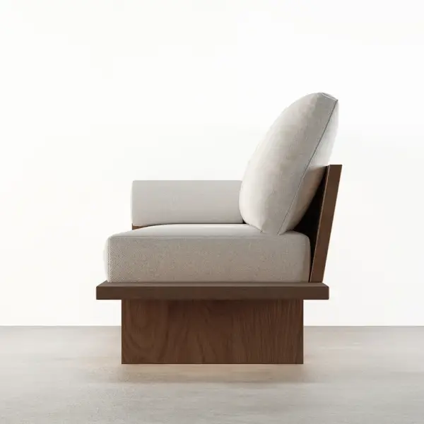 2460mm Walnut Japandi Solid Wood Living Room Sofa 3-Seater Cotton & Linen Upholstery - Image 5