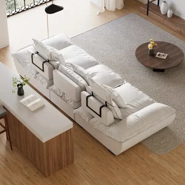2780mm Modern White Leath-Aire 3 Seater Deep Sofa with Adjustable Backrest Sailboat - Image 4