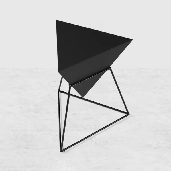 Modern Black Geometric Wood End Table Accent Side Table - Image 7