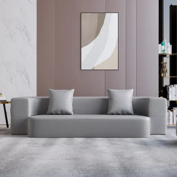 2000mm Modern Folding Sofa Bed Leath-Aire Upholstered Full Sleeper