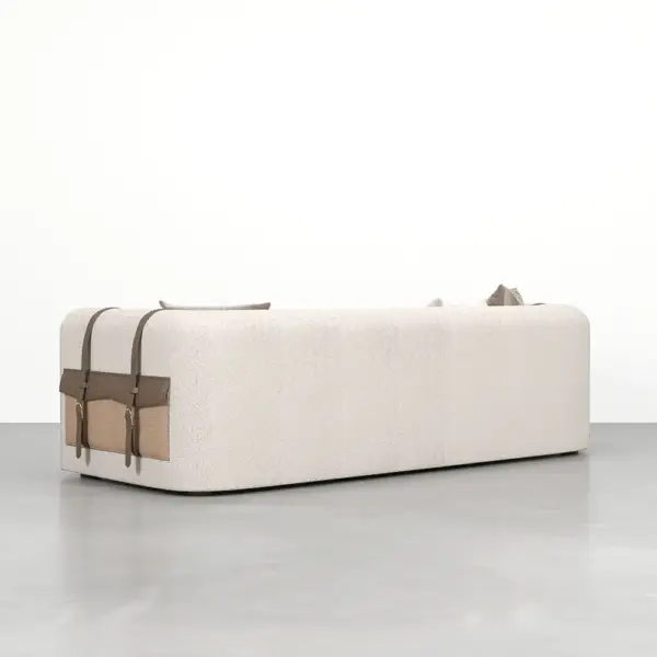 2220mm Modern White Boucle 3-Seater Sofa Upholstered Convertible with Side Storage - Image 10
