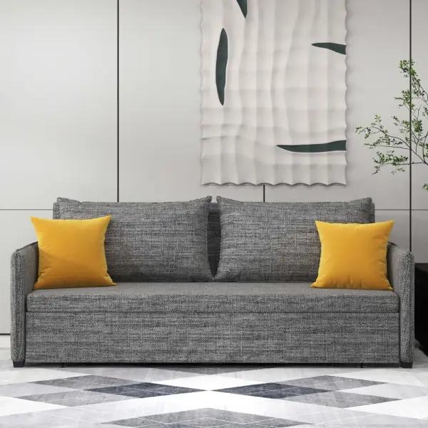 2040mm Cotton&Linen Upholstered Convertible Sofa Full Sleeper Sofa with Storage - Image 3