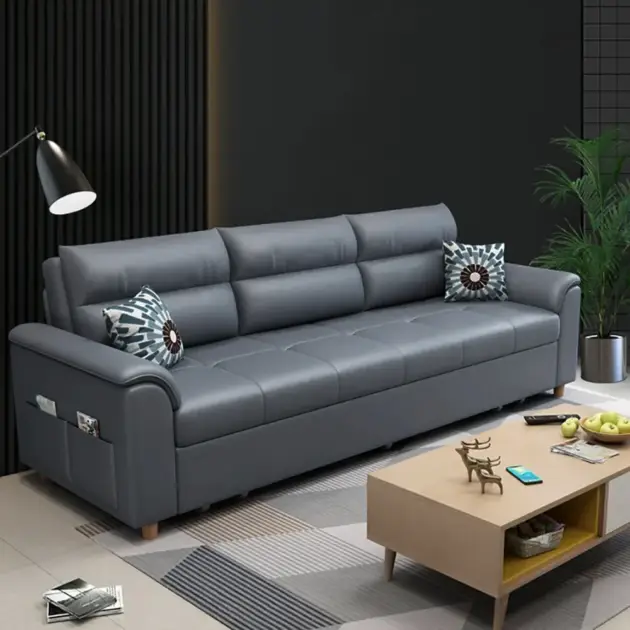 1880mm Deep Gray Full Sleeper Convertible Sofa with Storage & Pockets Sofa Bed