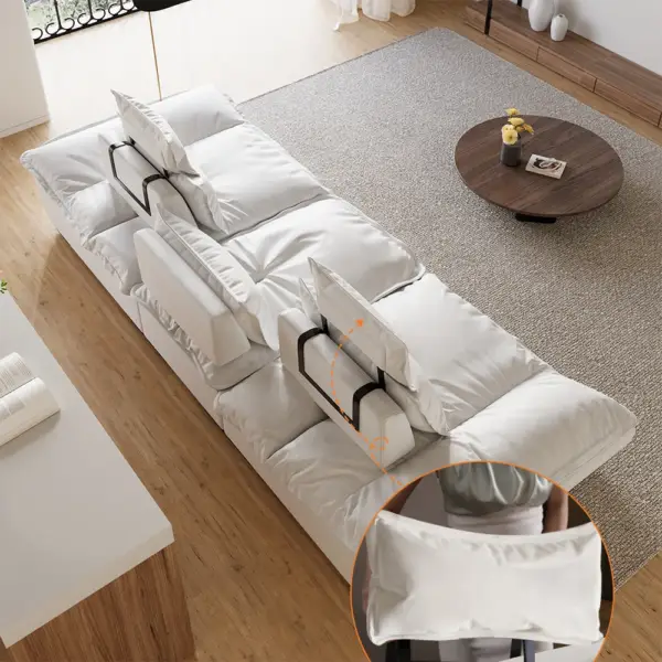 2780mm Modern White Leath-Aire 3 Seater Deep Sofa with Adjustable Backrest Sailboat - Image 6