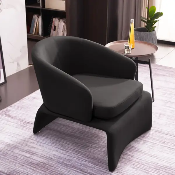 Modern Accent Chair Microfiber Leather Upholstered Deep Grey Chair - Image 2