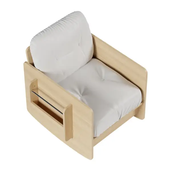 Modern Plywood Natural Rocking Chair with Side Storage - Image 6