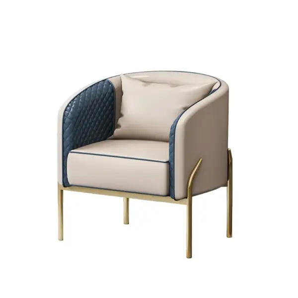Modern Accent Chair Tufted Upholstered PU Leather Accent Chair in Gold - Image 8