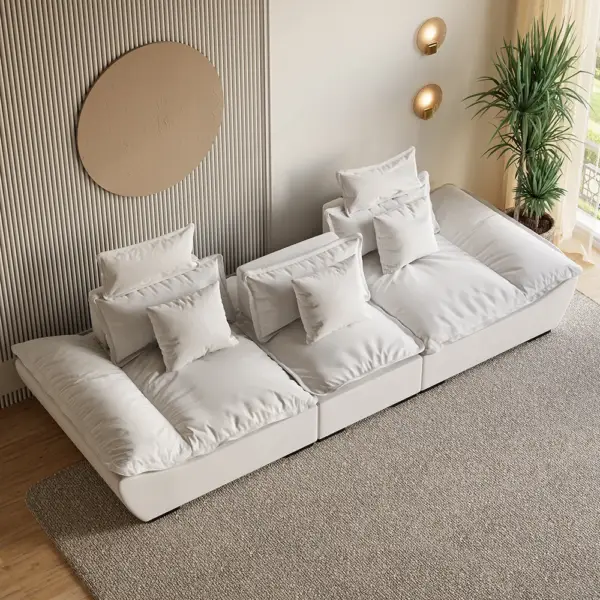 2780mm Modern White Leath-Aire 3 Seater Deep Sofa with Adjustable Backrest Sailboat - Image 2