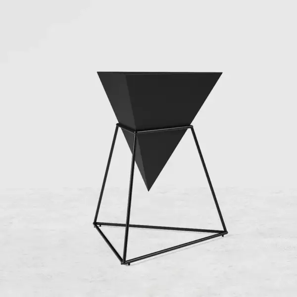Modern Black Geometric Wood End Table Accent Side Table - Image 9