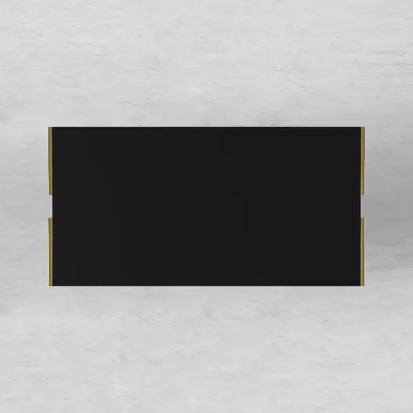 Jocise Contemporary Black Rectangular Coffee Table with Drawers Lacquer Gold Base - Image 5