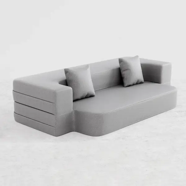 2000mm Modern Folding Sofa Bed Leath-Aire Upholstered Full Sleeper - Image 12