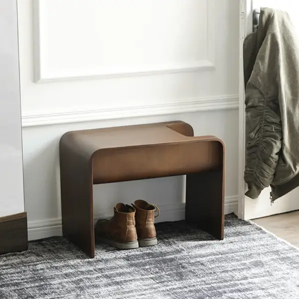 Oak Wood C-Style End Table with Magazine Rack Organizer C Side Table in Walnut - Image 6