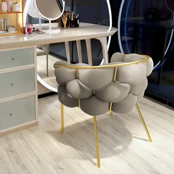 Gray Nordic Accent Chair Velvet Upholstery Chair Tufted Chair - Image 3