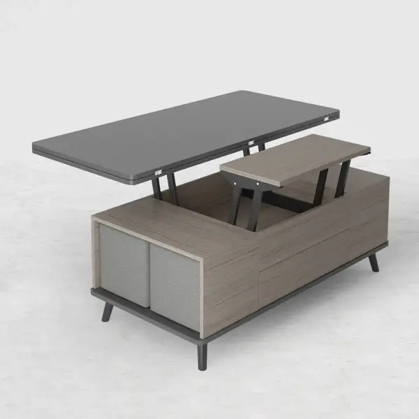 5 Pieces Lift Top Coffee Table Set with Storage Convertible Dining Table with Ottomans - Image 8