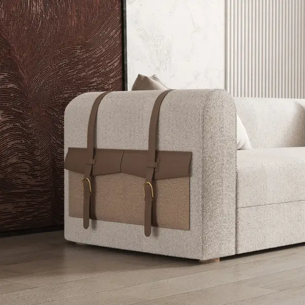 2220mm Modern White Boucle 3-Seater Sofa Upholstered Convertible with Side Storage - Image 4