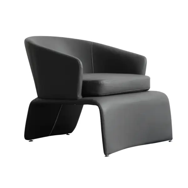 Modern Accent Chair Microfiber Leather Upholstered Deep Grey Chair - Image 7