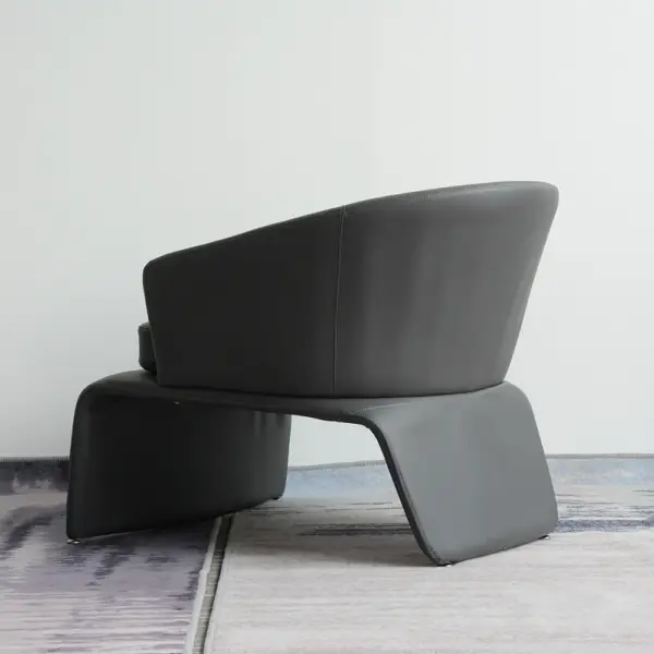 Modern Accent Chair Microfiber Leather Upholstered Deep Grey Chair - Image 5