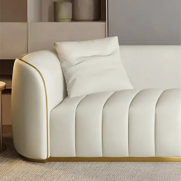2260mm Modern Faux Leather Upholstered 3-Seater Sofa with Gold Legs - Image 3