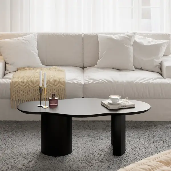 1200mm Abstract Funky Japandi Wood Coffee Table Cloud Shaped in Black - Image 4