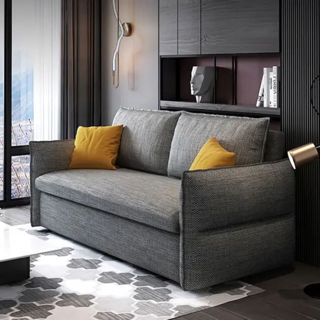 2040mm Cotton&Linen Upholstered Convertible Sofa Full Sleeper Sofa with Storage