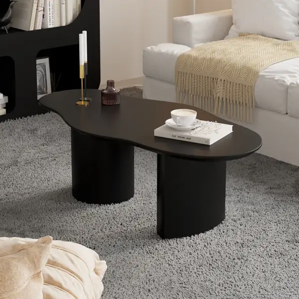 1200mm Abstract Funky Japandi Wood Coffee Table Cloud Shaped in Black - Image 2