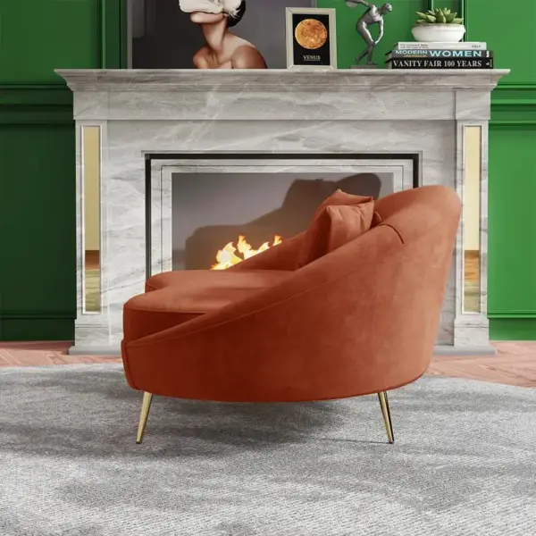 Modern 1600mm Bronze Velvet Curved Sofa Toss Pillow Included - Image 5