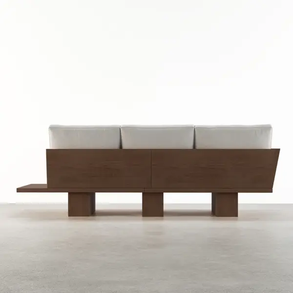 2460mm Walnut Japandi Solid Wood Living Room Sofa 3-Seater Cotton & Linen Upholstery - Image 4