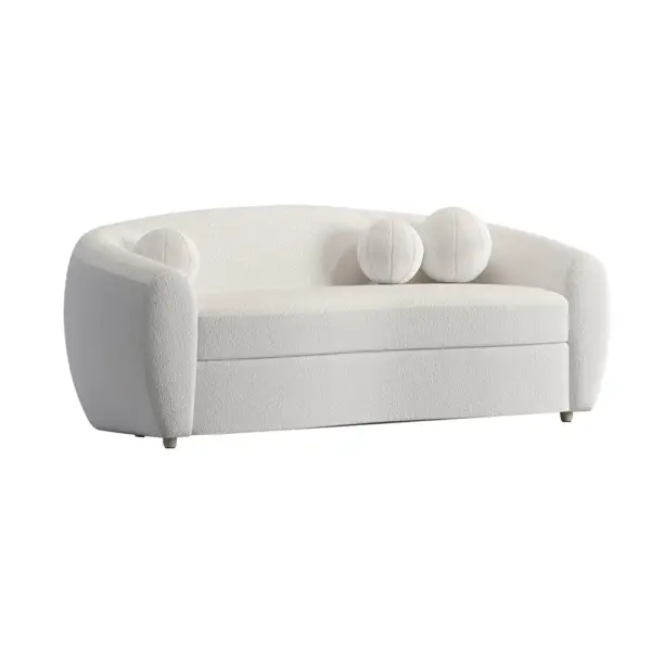 2080mm Modern White Teddy Velvet 3 Seaters Curved Sofa for Living Room - Image 10