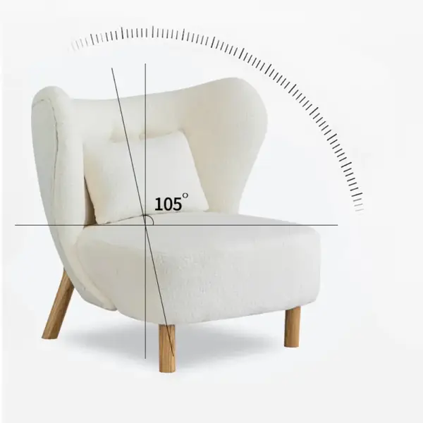 White Lamb Wool Accent Chair Wingback Chair in Wooden Frame - Image 9