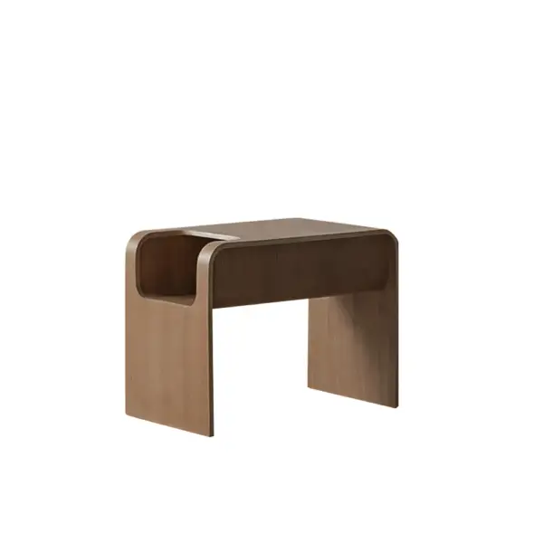 Oak Wood C-Style End Table with Magazine Rack Organizer C Side Table in Walnut - Image 11