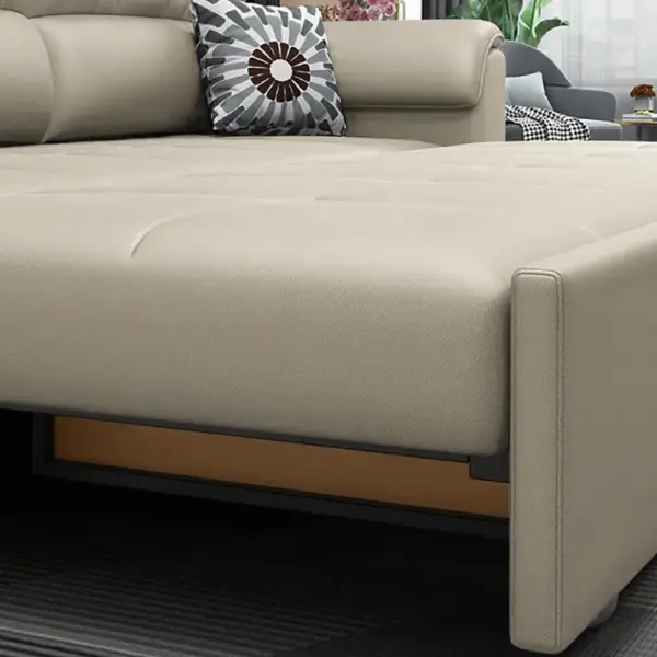 1880mm Beige Full Sleeper Convertible Sofa with Storage & Pockets Sofa Bed - Image 7