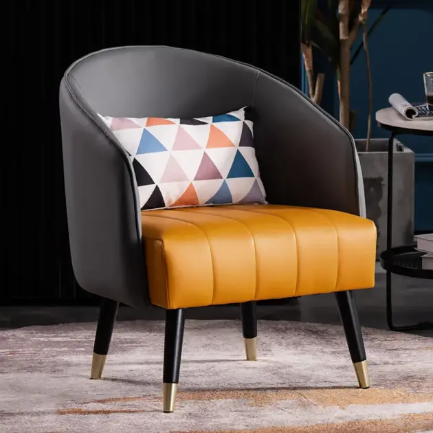 660mm Modern Grey Accent Chair Microfiber Leather Slipper Chair Living Room